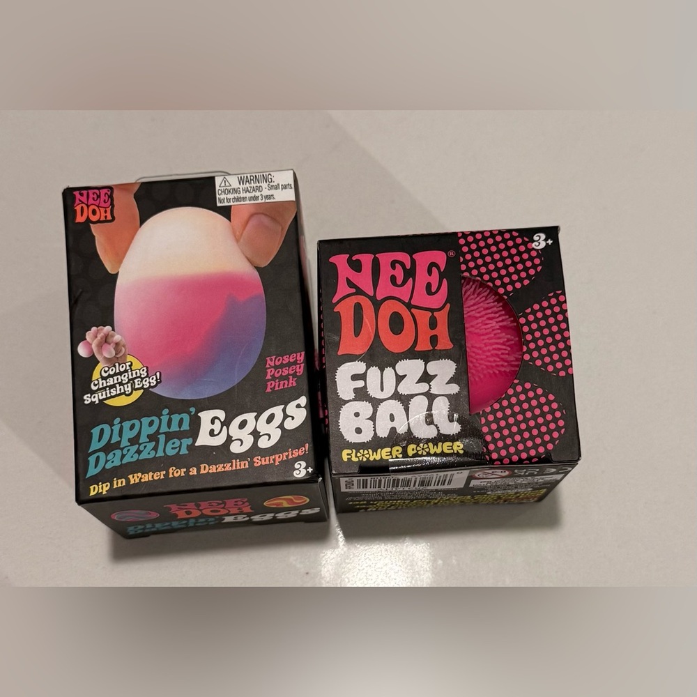 Nee Doh Fuzz Ball & Dippin Dazzler egg - Pink Set SHIPS SAME DAY
